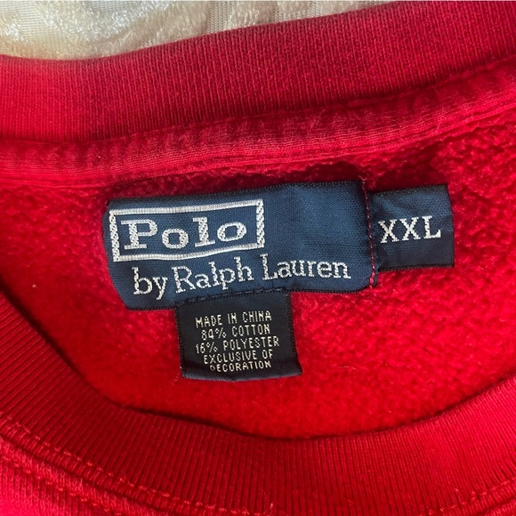 Polo Ralph Lauren Crewneck Red With Black Embroidered Polo Horse Size XXL - Picture 4 of 6